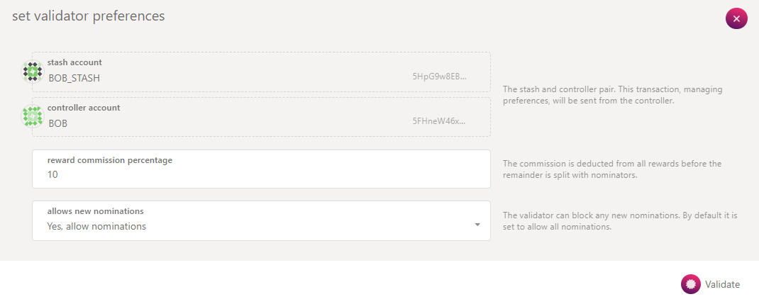 Validator Preferences